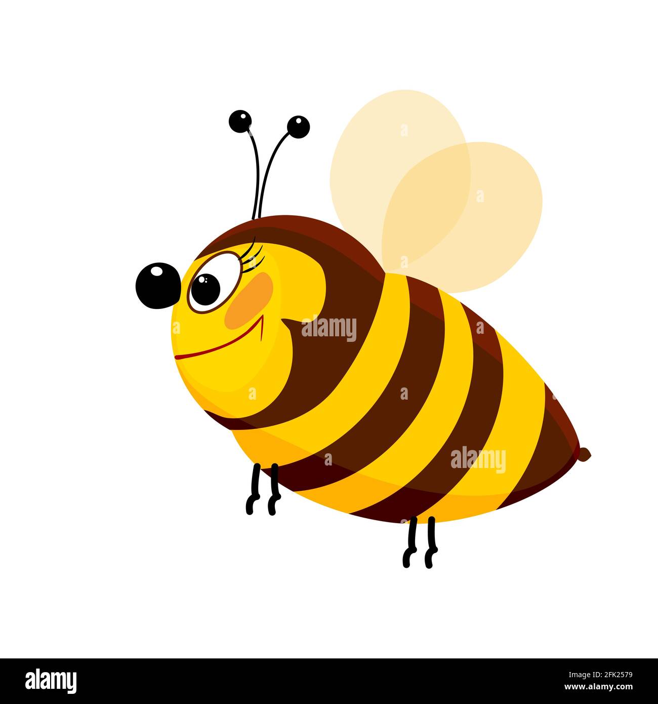 Abeille cartoon isolée sur fond blanc. Adorable personnage d'abeille volant. Joli dessin simple d'une abeille jaune et noire. Illustration du vecteur de stock Illustration de Vecteur