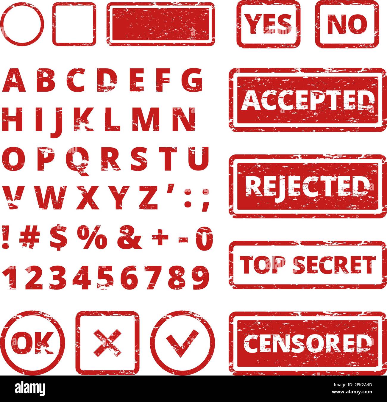 Concepts d'embouti. Vecteur grunge des lettres dans les cadres mots rejetés et approuvés pour le modèle de vecteur de tampon en caoutchouc Illustration de Vecteur