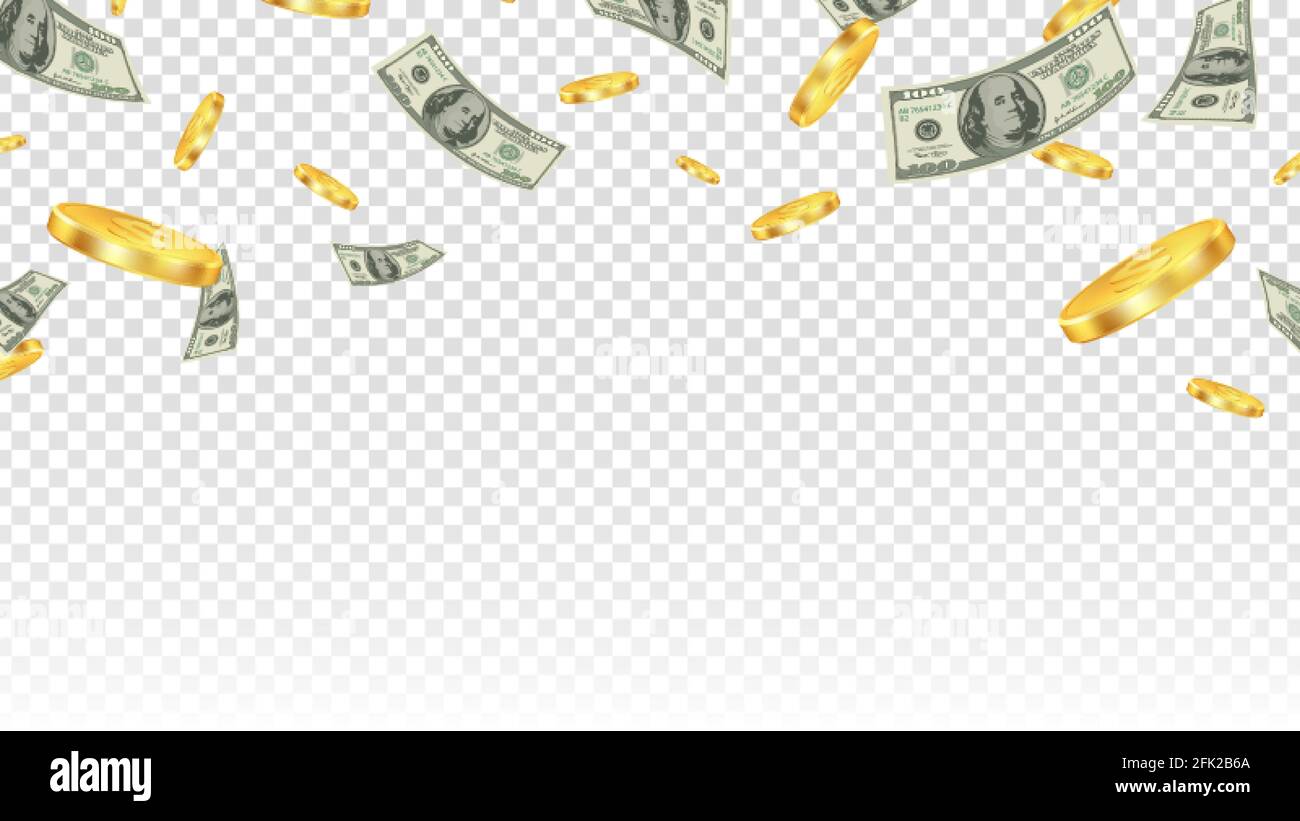 Voler de l'argent. Pièces et billets d'or dans l'air isolés sur fond transparent. Scénario financier, banque ou loterie gagner fond Illustration de Vecteur Voler de l'argent. Pièces et billets d'or dans l'air isolés sur fond transparent. Scénario financier, banque ou loterie gagner fond Illustration de Vecteur