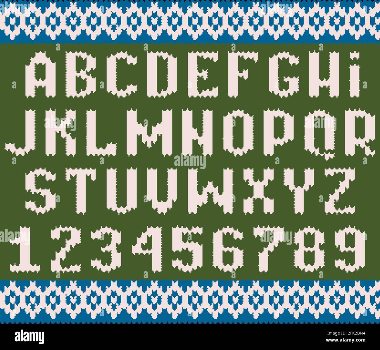 Alphabet tricoté. Ensemble police texturée de Noël pour chandail ou pull à motif alphabet vectoriel Illustration de Vecteur