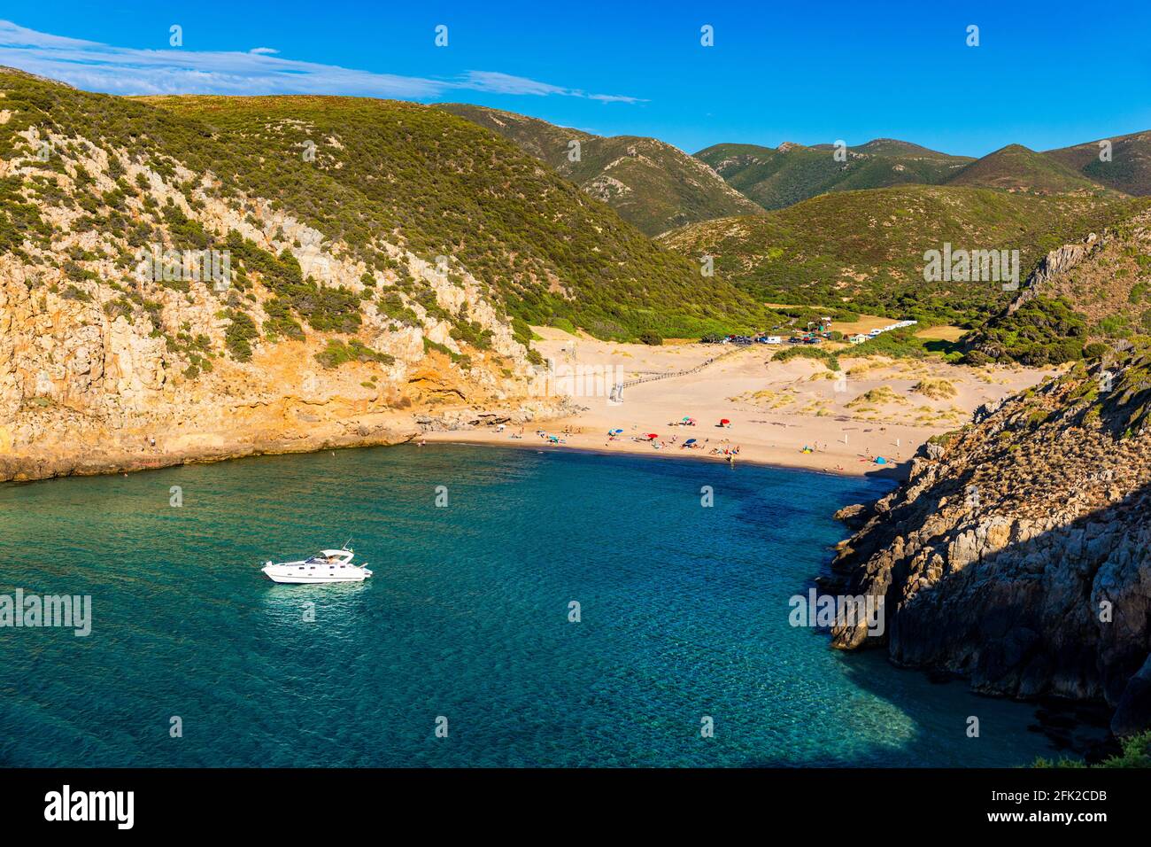 Plage de Cala domestica, Sardaigne, Italie. La Sardaigne est la deuxième plus grande île de la