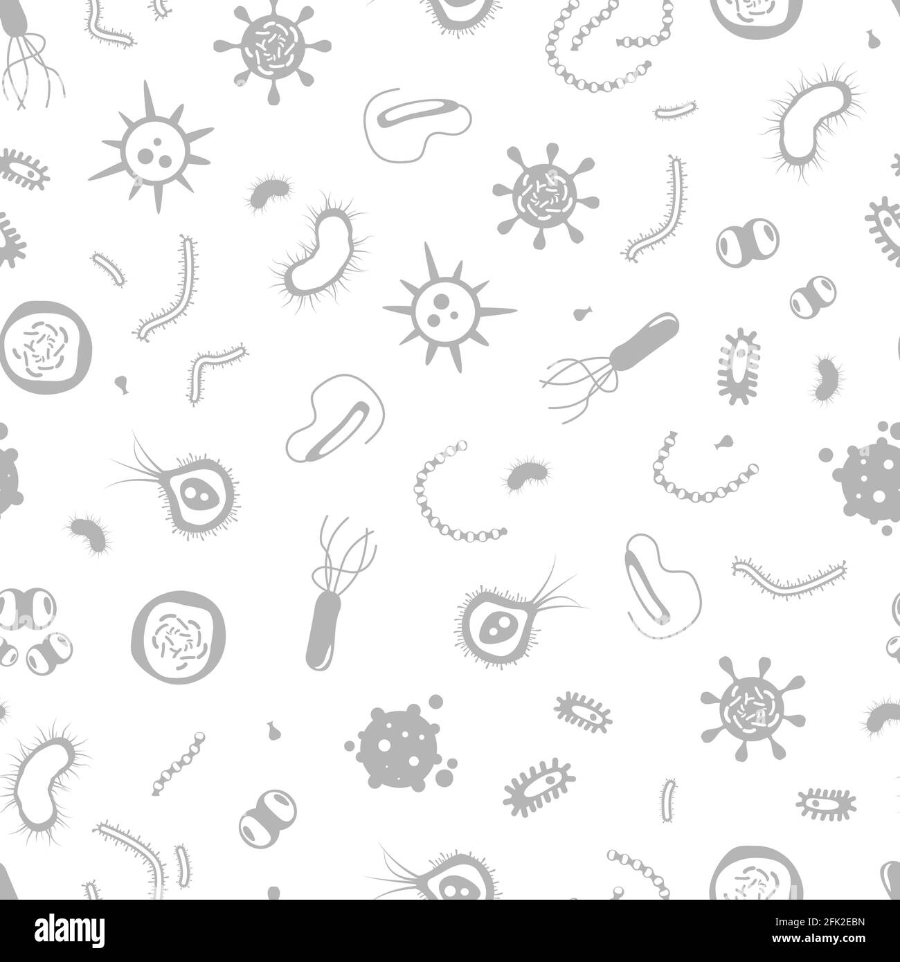 Motif microbes. Bactéries et virus biologie vecteur pandémique monochrome texture sans couture Illustration de Vecteur