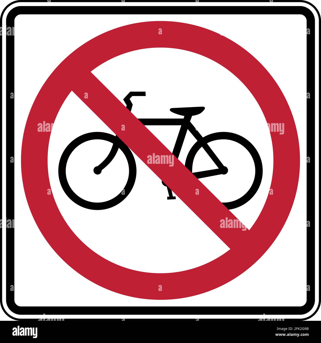 Illustration du panneau de signalisation routière américain officiel no Bicycles Banque D'Images
