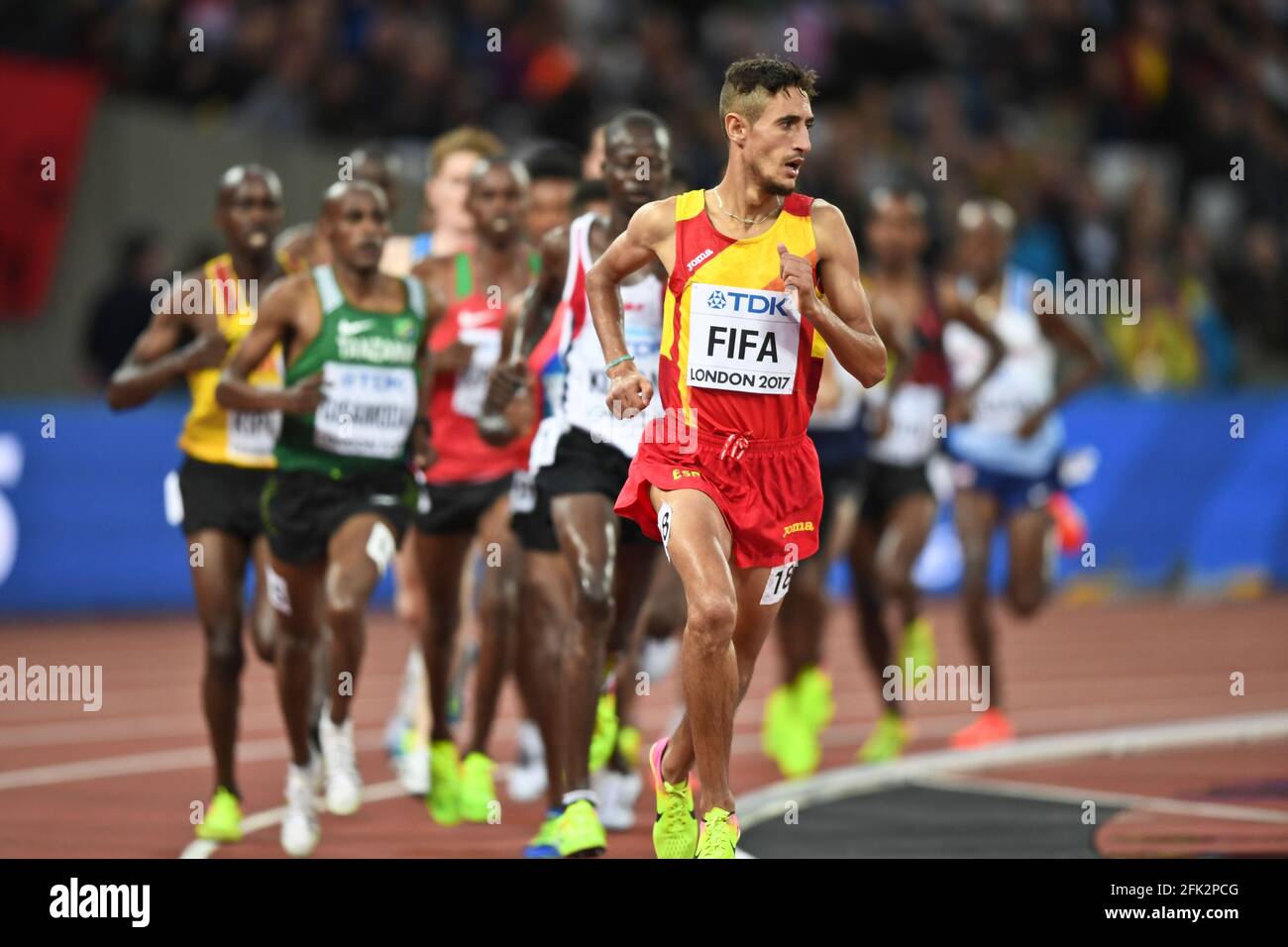 Illias Fifa (Espagne). 5000 mètres hommes, qualification. Championnats du monde de l'IAAF Londres 2017 Banque D'Images