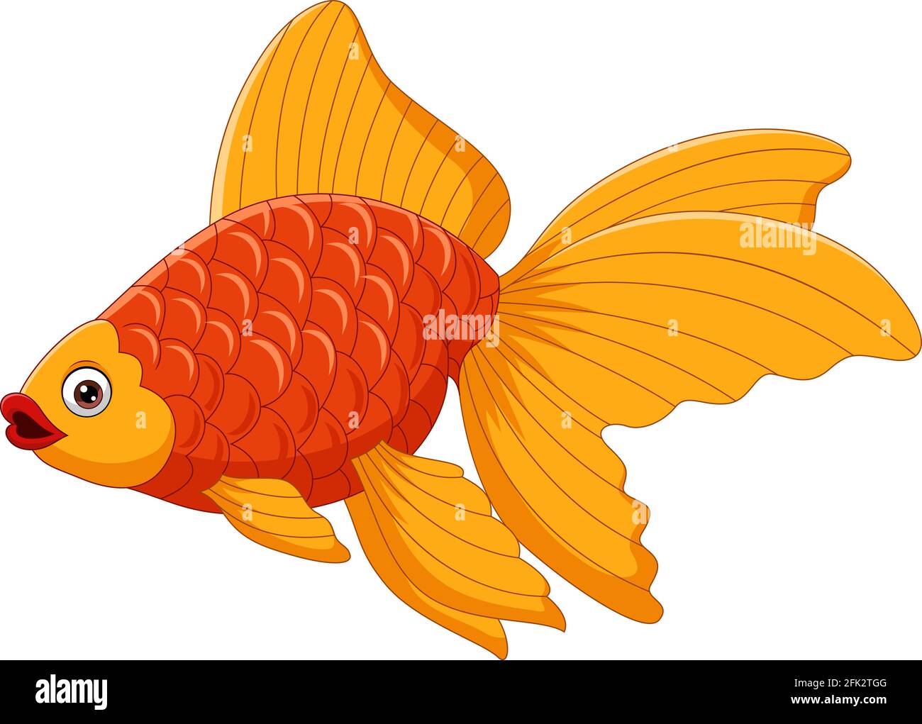 Dessin animé joli poisson rouge sur fond blanc Illustration de Vecteur