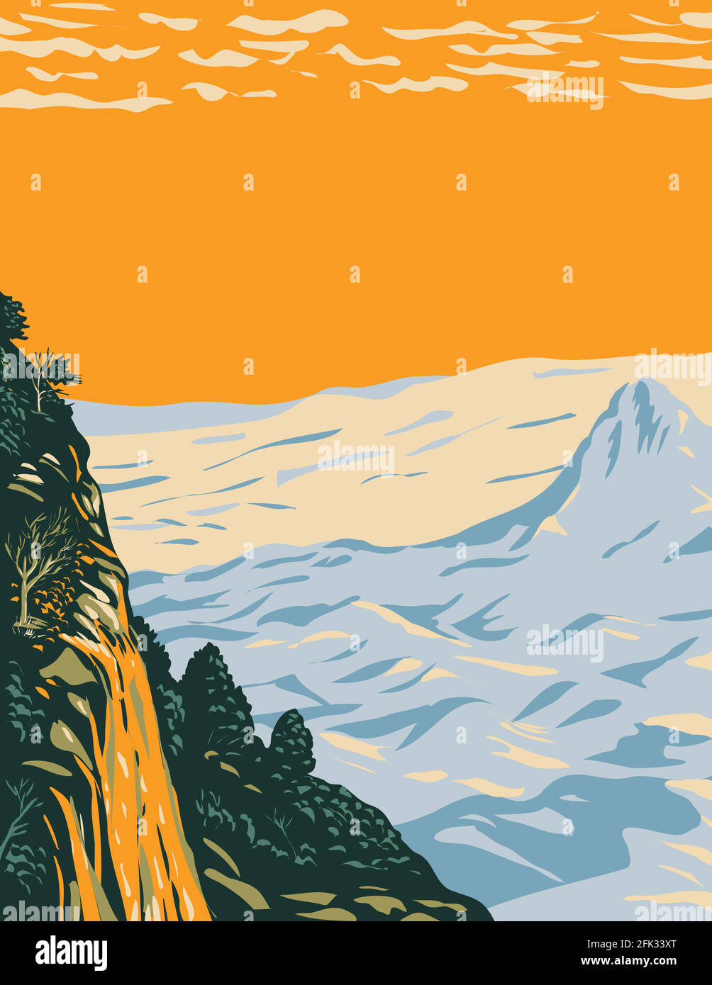 WPA Poster Art du paysage du désert de Chihuahuan dans Big Parc national de Bend couvrant l'ouest du Texas à la frontière du Mexique fait en travaille à l'administration du projet Illustration de Vecteur