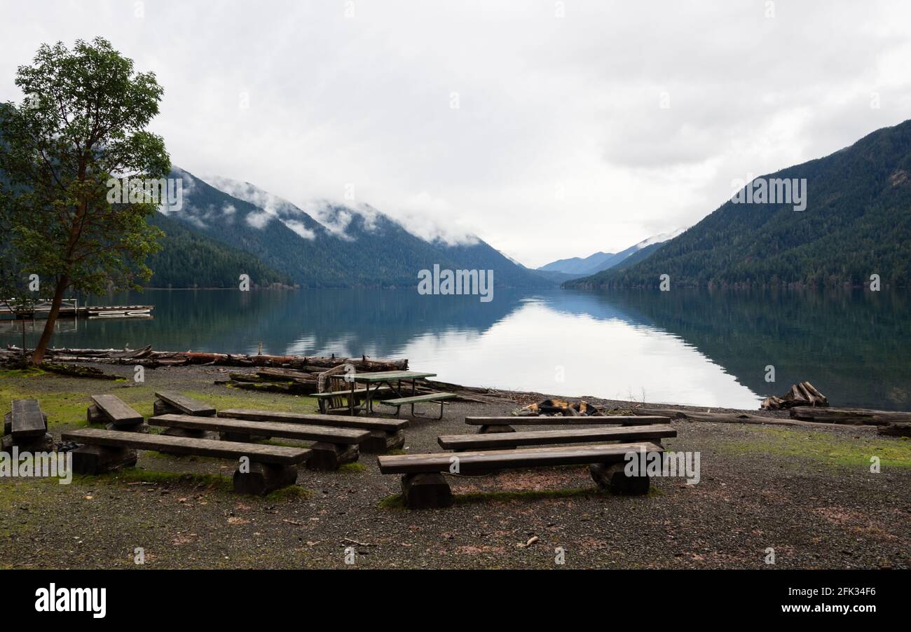 Lac Crescent dans le parc national olympique en hiver Banque D'Images