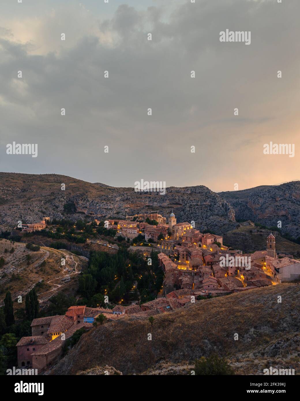 Vue panoramique d'Albarracin l'une des plus belles et Villes pittoresques en Espagne Banque D'Images