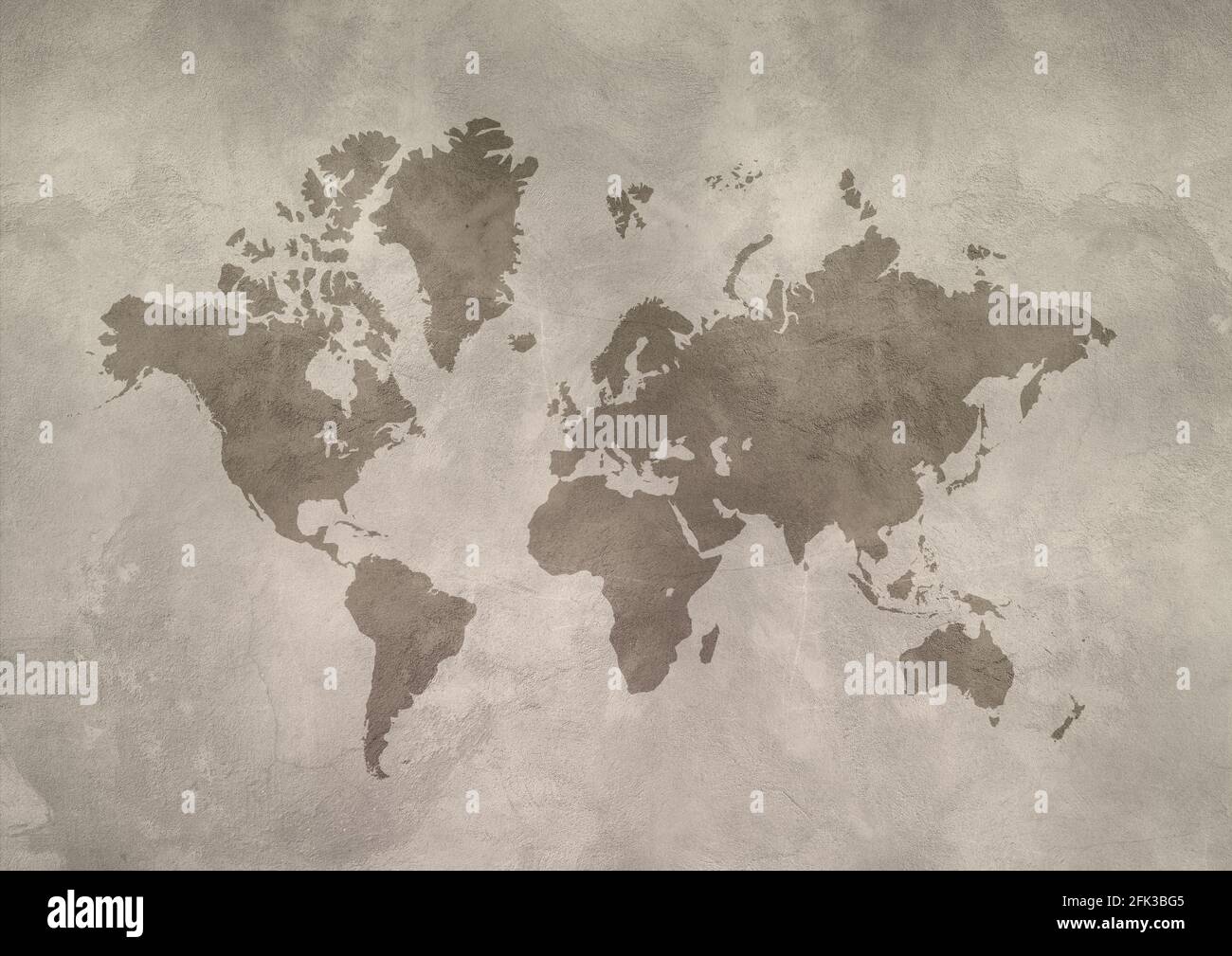 Carte du monde isolée sur fond de mur en béton Photo Stock - Alamy
