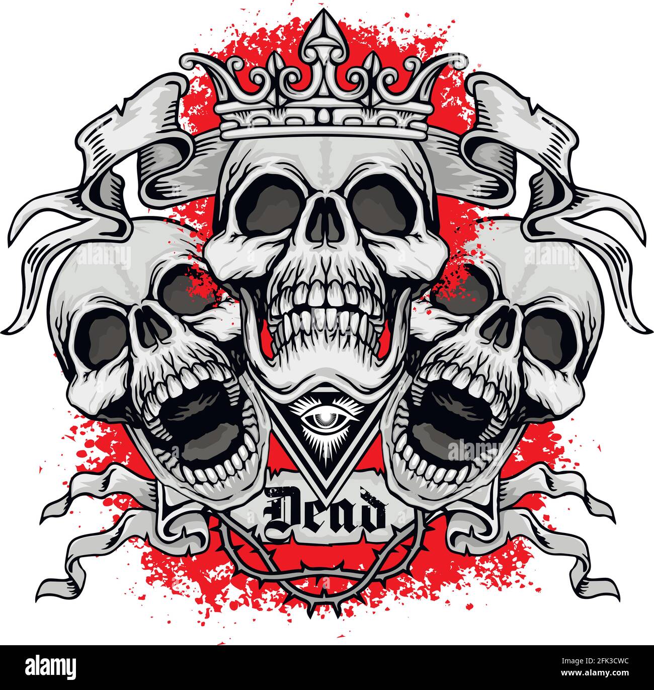 Inscrivez-gothique avec tête de mort, grunge vintage design t shirts Illustration de Vecteur