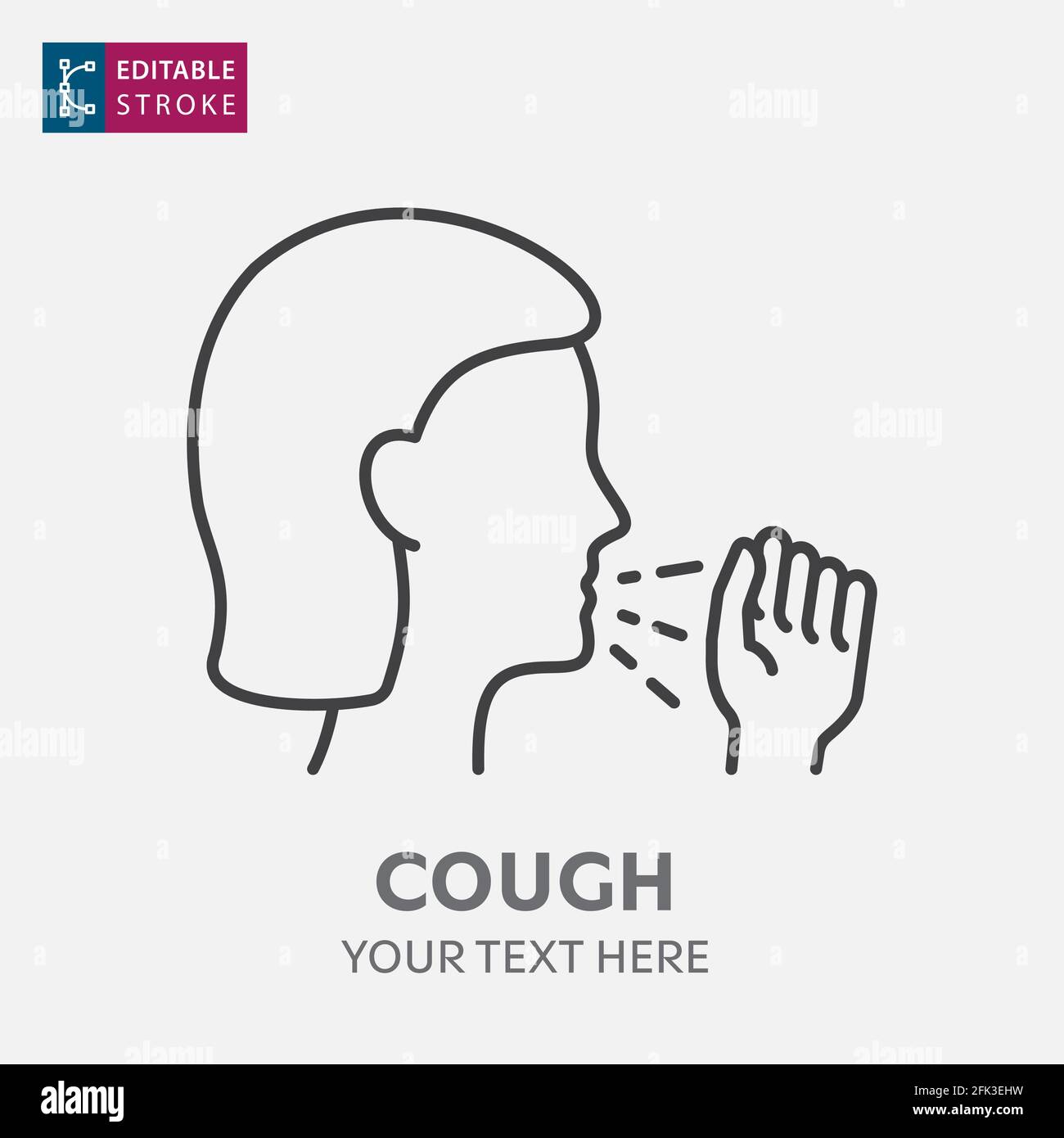 Une femme à l'icône de la toux dans un design simple. Contour modifiable. Illustration vectorielle. Illustration de Vecteur