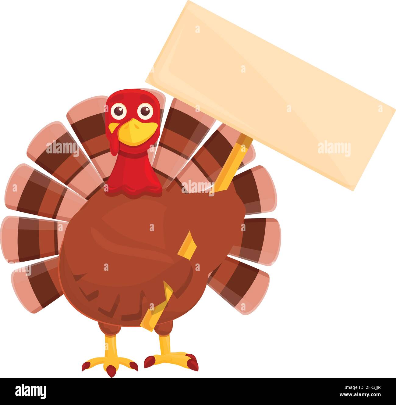 La dinde de Thanksgiving prend icône de bannière. Caricature de Thanksgiving turquie prendre bannière vector icône pour la conception de Web isolé sur fond blanc Illustration de Vecteur