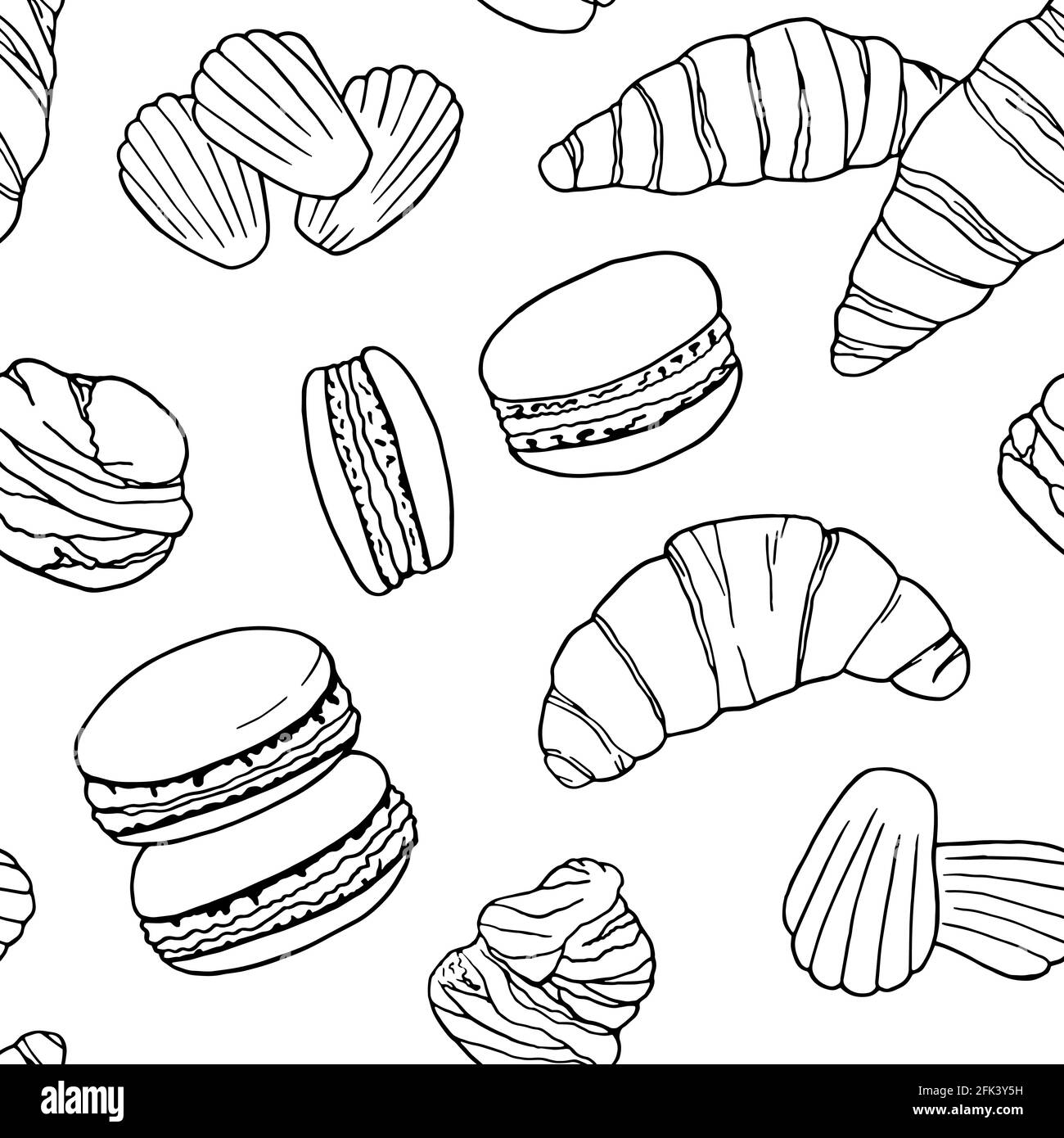 Cuisine française, motif transparent et sans couture. Design sketch élément pour le menu café, bistrot, restaurant, boulangerie, emballage et autres choses. Vecteur Illustration de Vecteur
