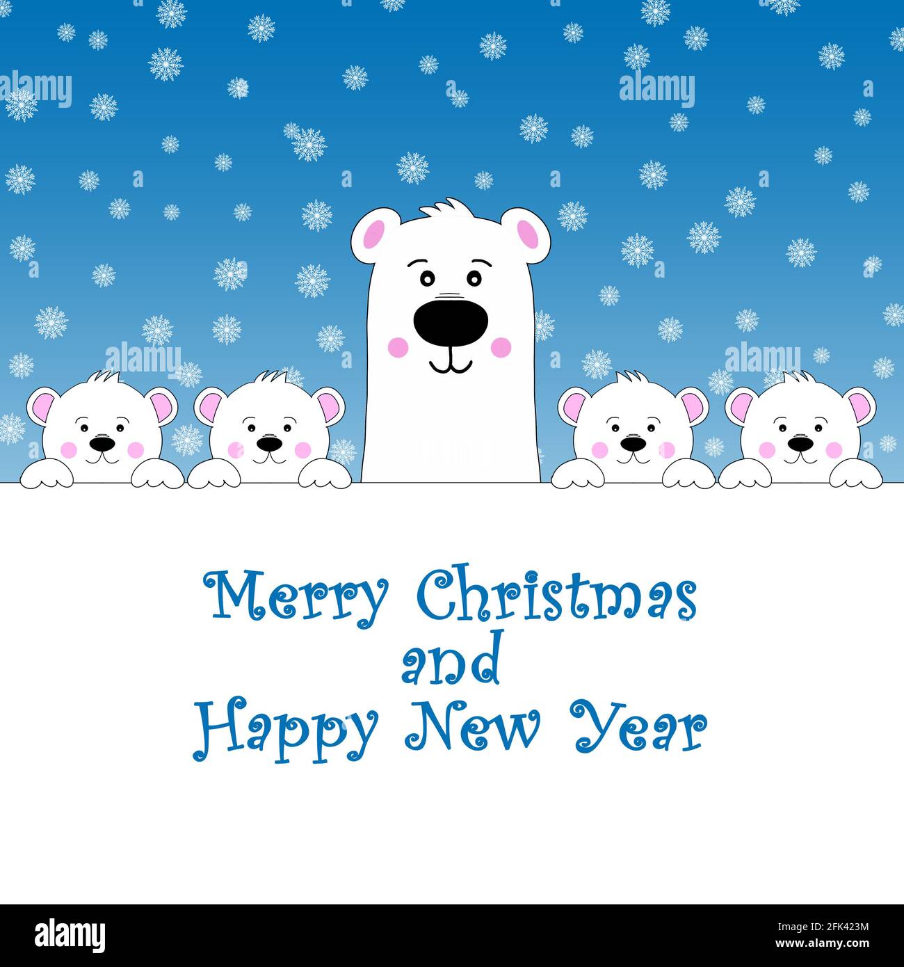 Une illustration de jolis ours polaires. Carte de vœux avec le message  Joyeux Noël et bonne année Photo Stock - Alamy
