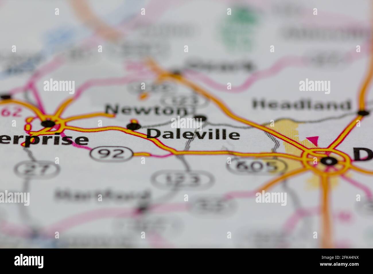 Daleville Alabama USA montré sur une carte géographique ou une route carte Banque D'Images