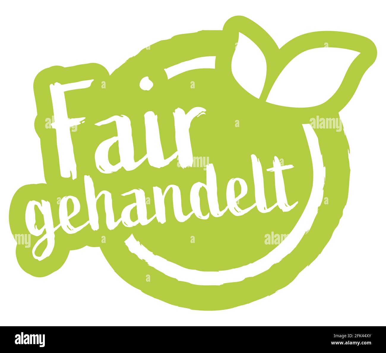 fichier vectoriel eps timbre rond moderne vert avec feuilles, texte blanc équitable (texte allemand) Illustration de Vecteur