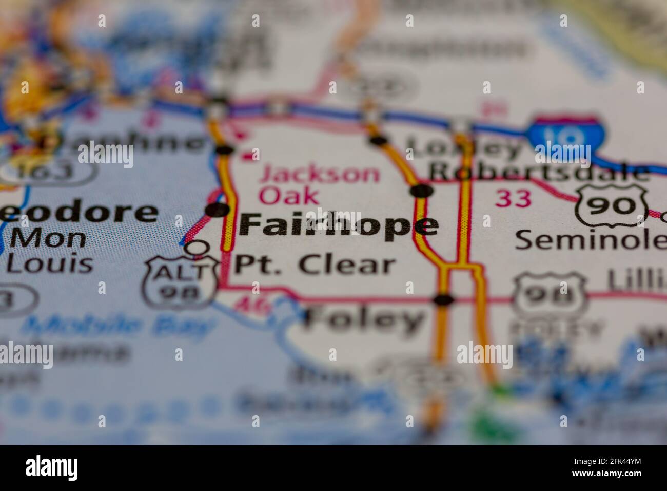 Fairhope Alabama USA montré sur une carte géographique ou une route carte Banque D'Images