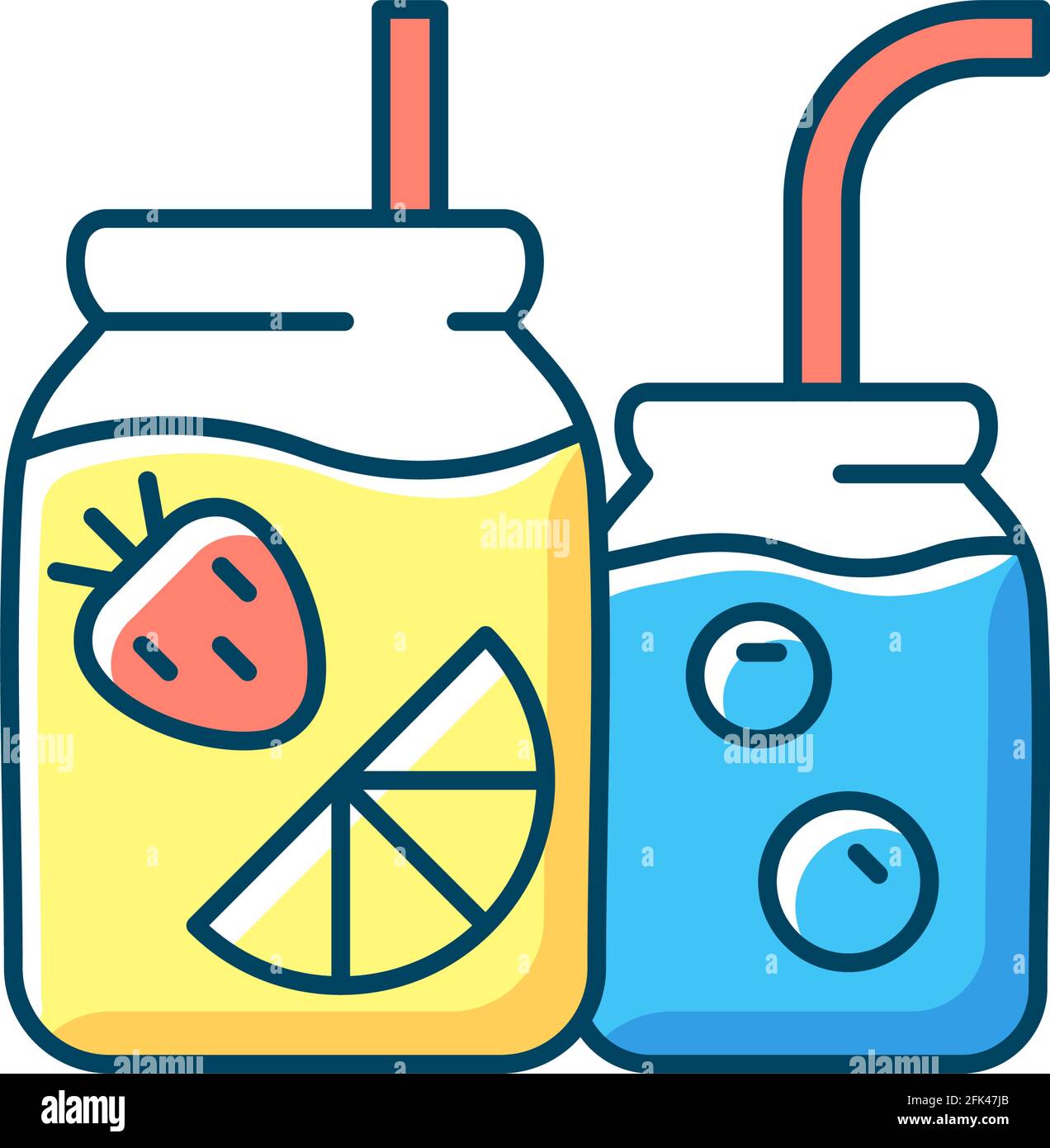 Icône de couleur RVB de la bouteille d'eau à base de fruits Illustration de Vecteur