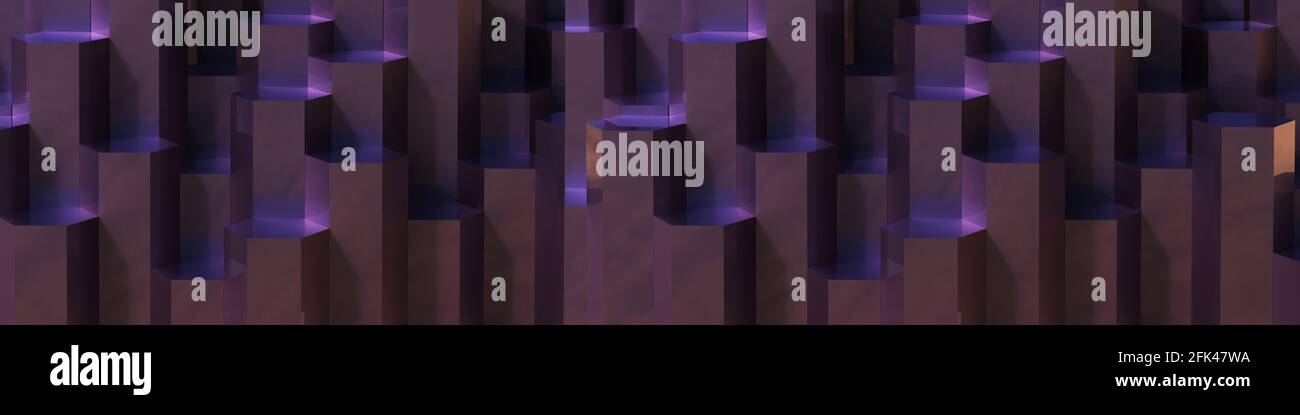 Arrière-plan de fond à motif hexagonal violet. Rendu 3D. Banque D'Images