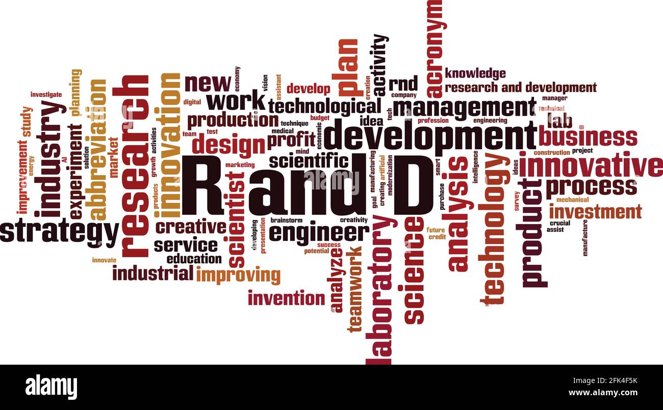 Concept de nuage de mots R et D. Collage composé de mots sur l'illustration vectorielle R et D. Illustration de Vecteur