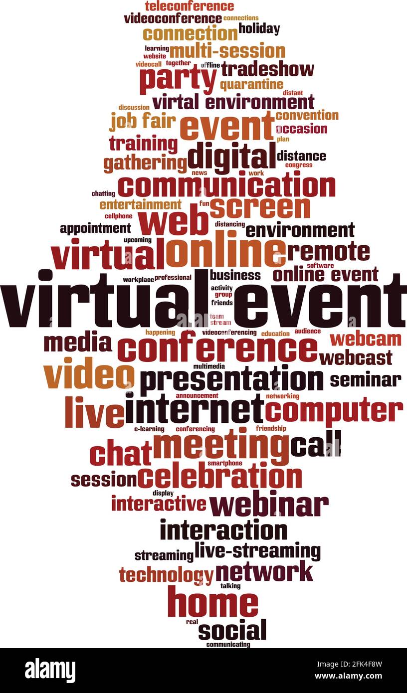 Concept de nuage de mots d'événement virtuel. Collage composé de mots sur l'événement virtuel. Illustration vectorielle Illustration de Vecteur