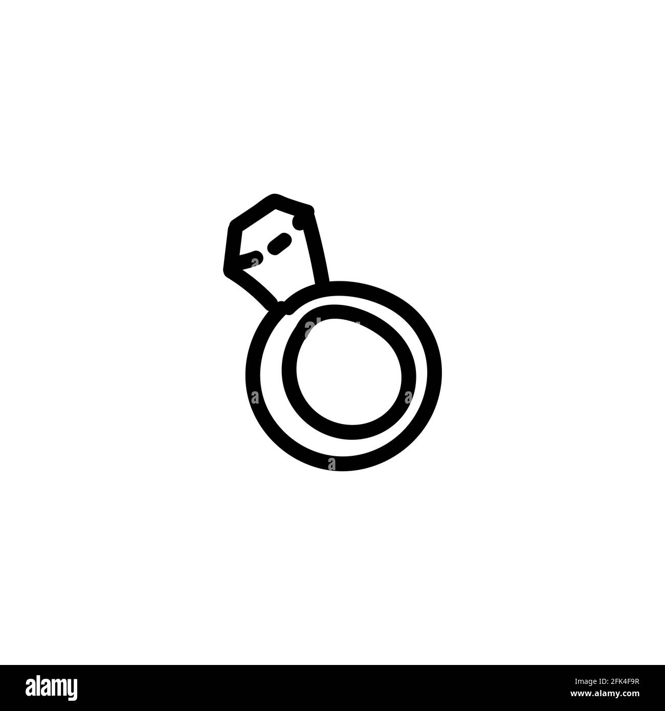 Bague en pierre, bijoux. Illustration de vecteur de caniche dessinée à la main isolée sur l'arrière-plan. Mises en plan simples de couleur noire. Illustration de Vecteur