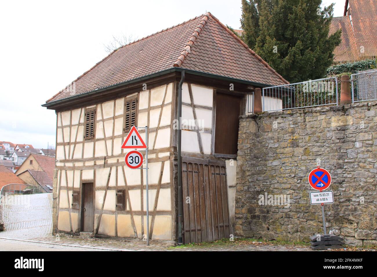 Ancien lavoir historique à Weissach Banque D'Images
