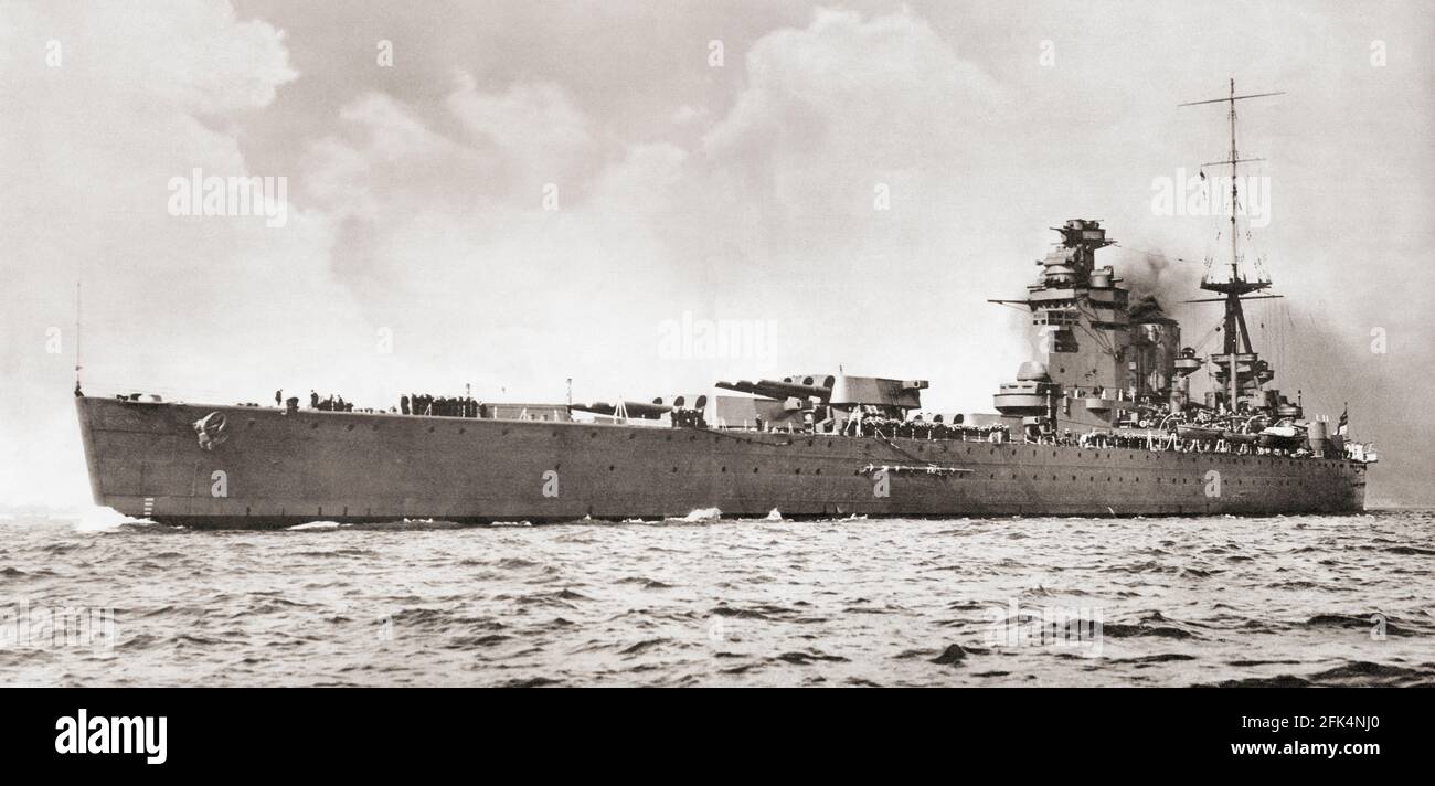 HMS Nelson, navire amiral de la flotte domestique au début de la Seconde Guerre mondiale. Banque D'Images