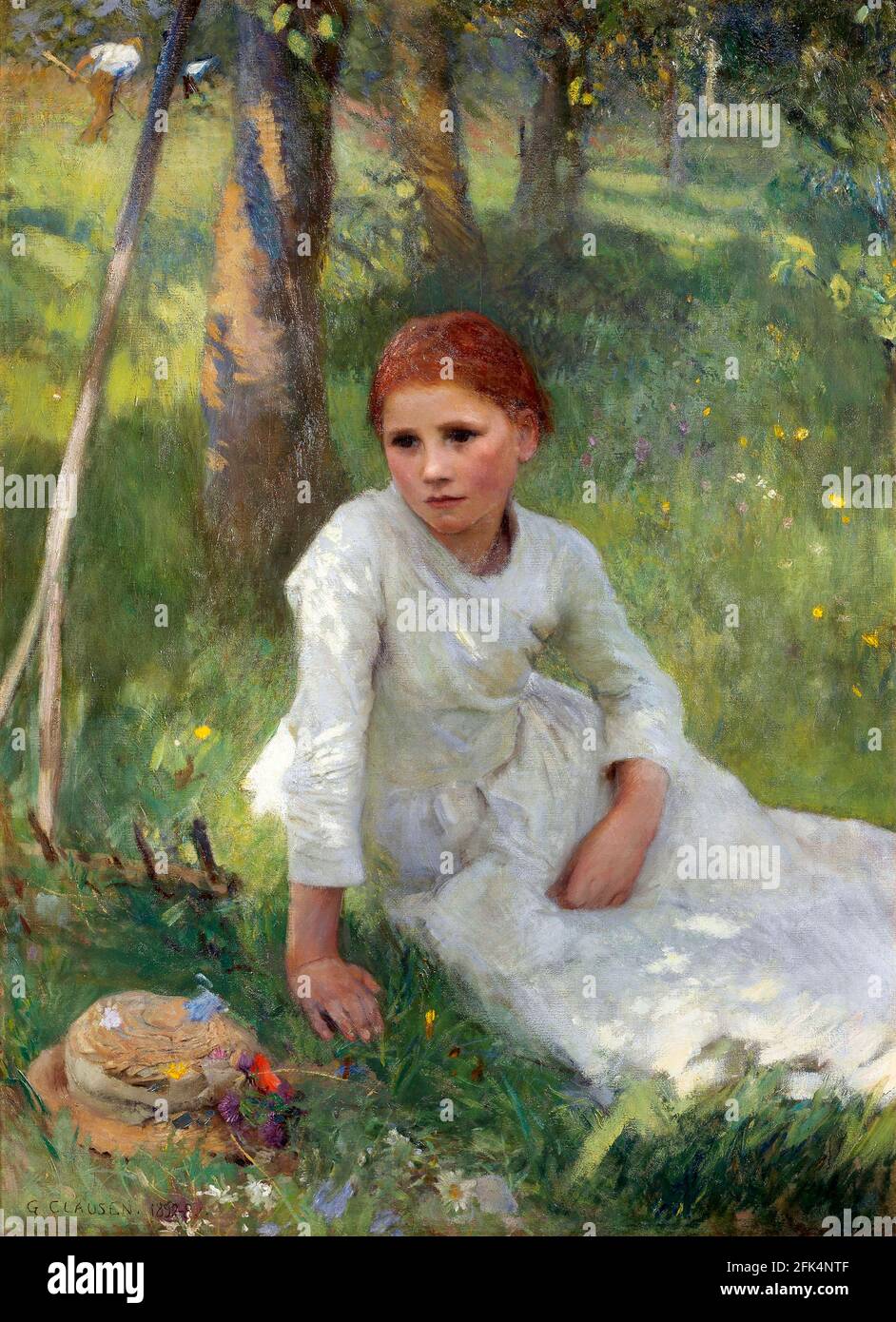 George Clausen. Peinture intitulée « Noon in the Hayfield » de Sir George Clausen (1852-1944), huile sur toile, 1897 Banque D'Images