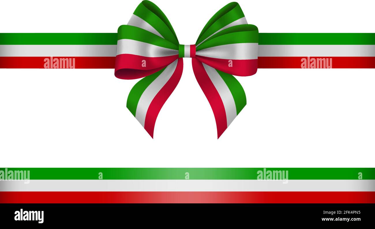 Noeud tricolore et ruban vert blanc et rouge avec noeud ruban couleurs  drapeau italien ou mexicain Image Vectorielle Stock - Alamy