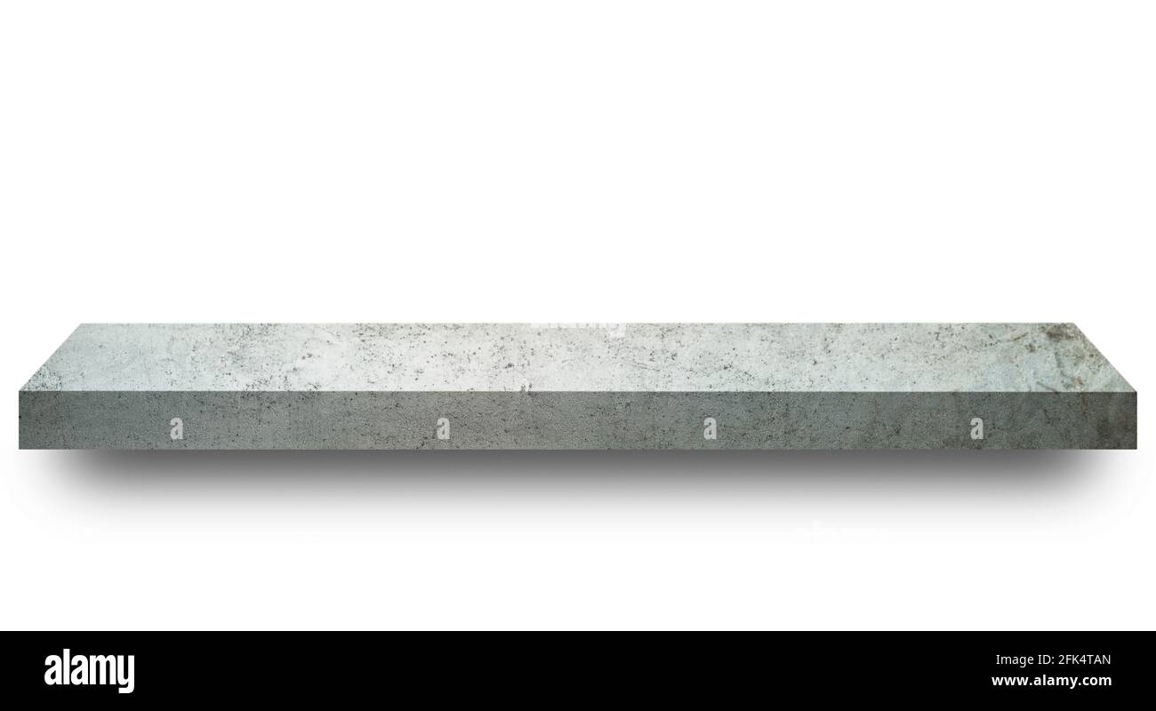 Étagère vide en pierre grise sur fond blanc Banque D'Images