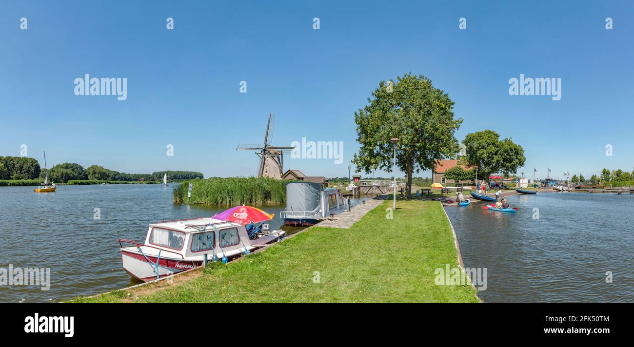 Drainige moulin appelé Eendrachtsmolen près du lac Rotte Meren *** Légende locale *** Zevenhuizen, Zuid-Holland, pays-Bas, moulin à vent, champ, mead Banque D'Images