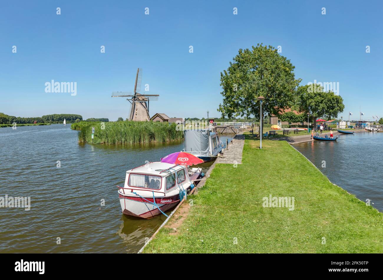 Drainige moulin appelé Eendrachtsmolen près du lac Rotte Meren *** Légende locale *** Zevenhuizen, Zuid-Holland, pays-Bas, moulin à vent, champ, mead Banque D'Images