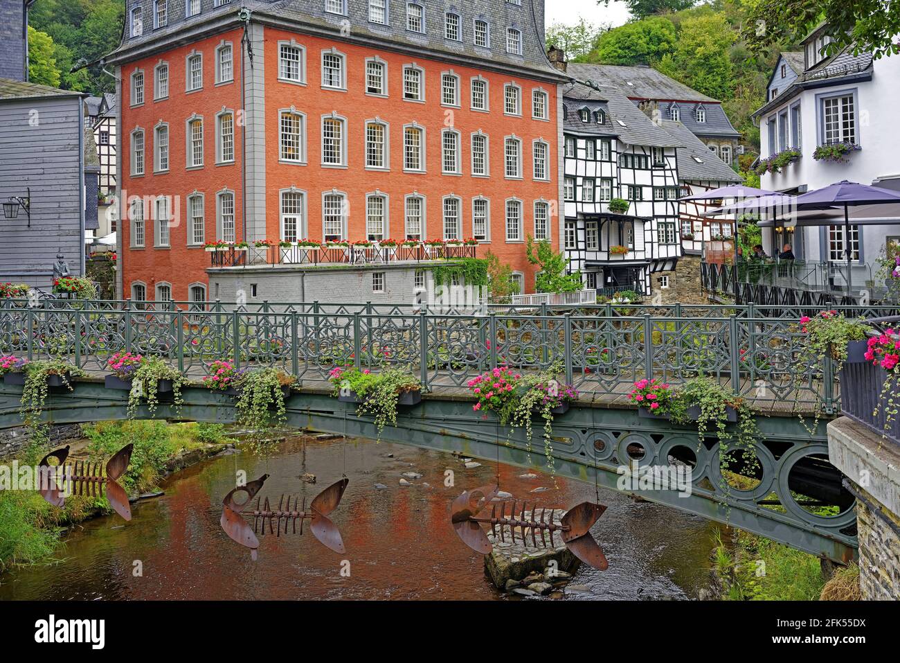 Rotes Haus, Fluß, Rur Banque D'Images