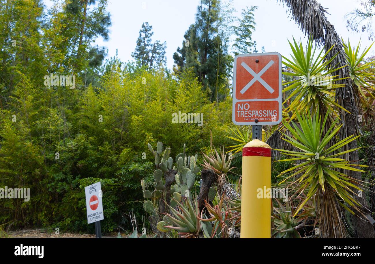 Pas de panneau d'intrusion au zoo de Los Angeles Banque D'Images