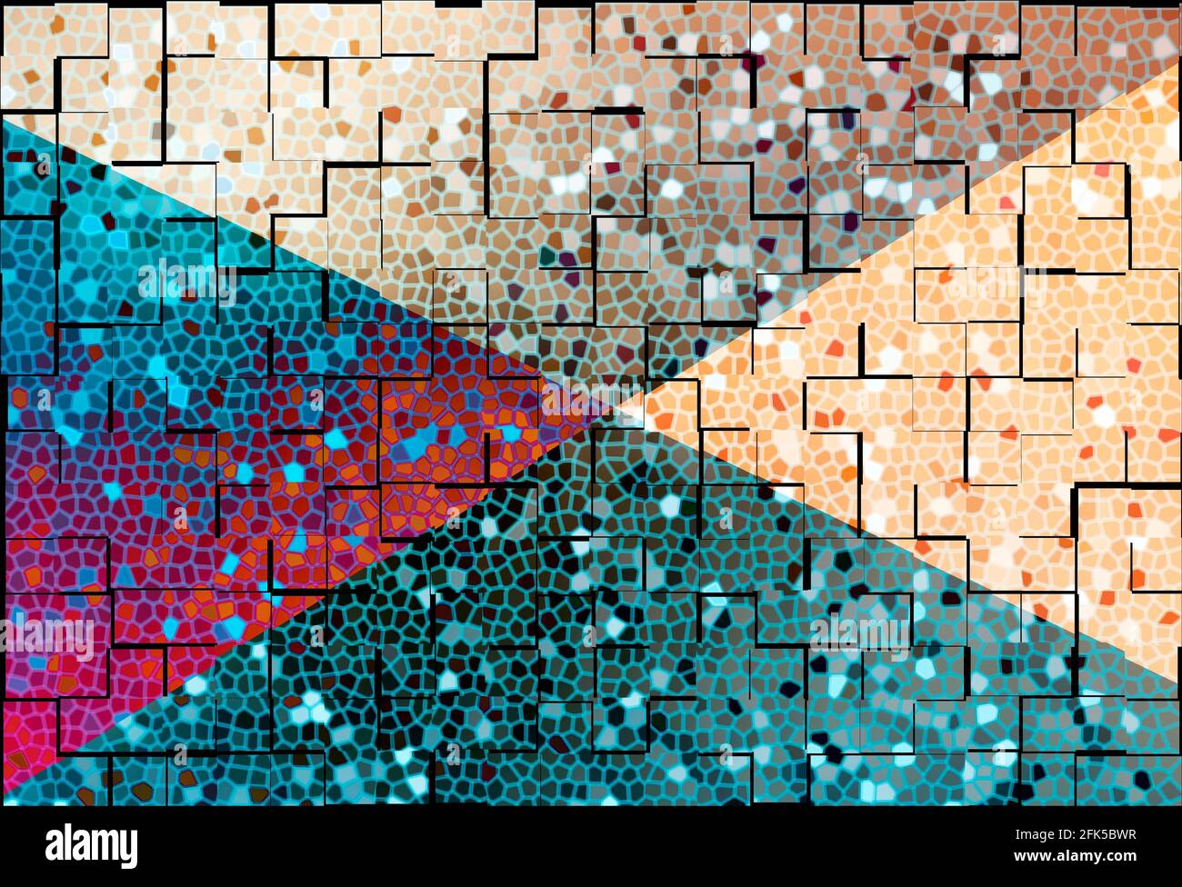 Image 3D. Arrière-plan coloré. Abstraction. Arrière-plan de la mosaïque. Rendu 3D. Banque D'Images