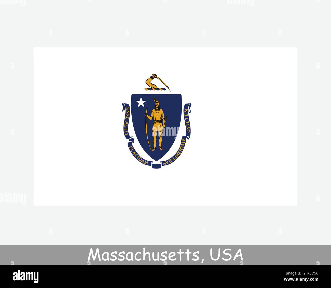 Drapeau de l'État des États-Unis du Massachusetts. Drapeau de ma, USA isolé sur fond blanc. États-Unis, Amérique, États-Unis d'Amérique, États-Unis. Vect Illustration de Vecteur