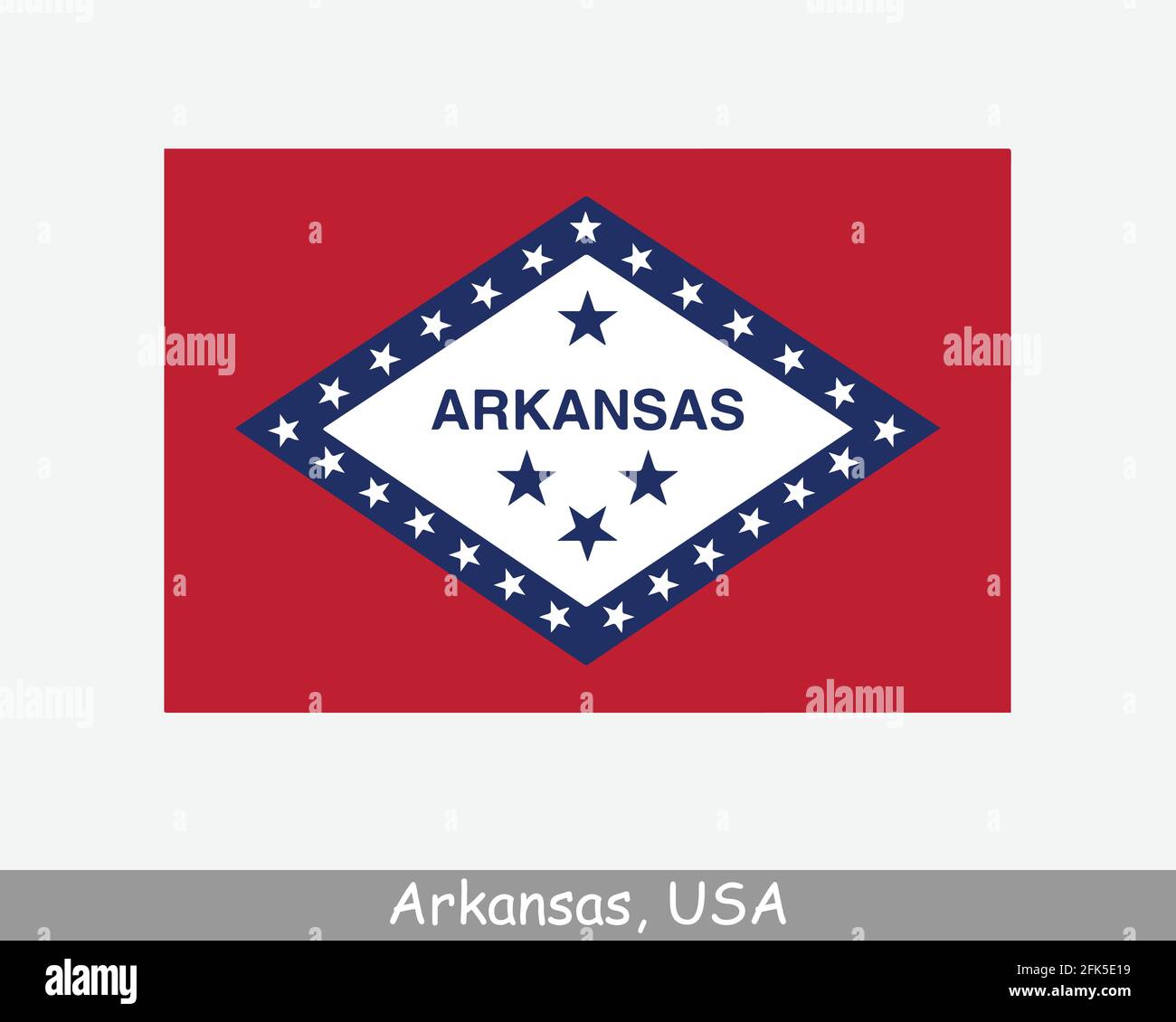 Drapeau de l'État des États-Unis d'Arkansas. Drapeau de AR, USA isolé sur fond blanc. États-Unis, Amérique, États-Unis d'Amérique, États-Unis. Vecteur il Illustration de Vecteur