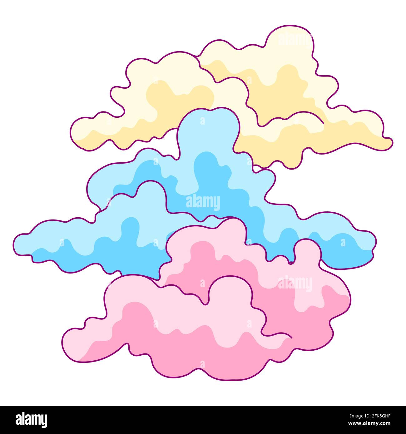 Illustration de nuages de couleurs. Image pour la décoration enfants vacances et fête. Illustration de Vecteur