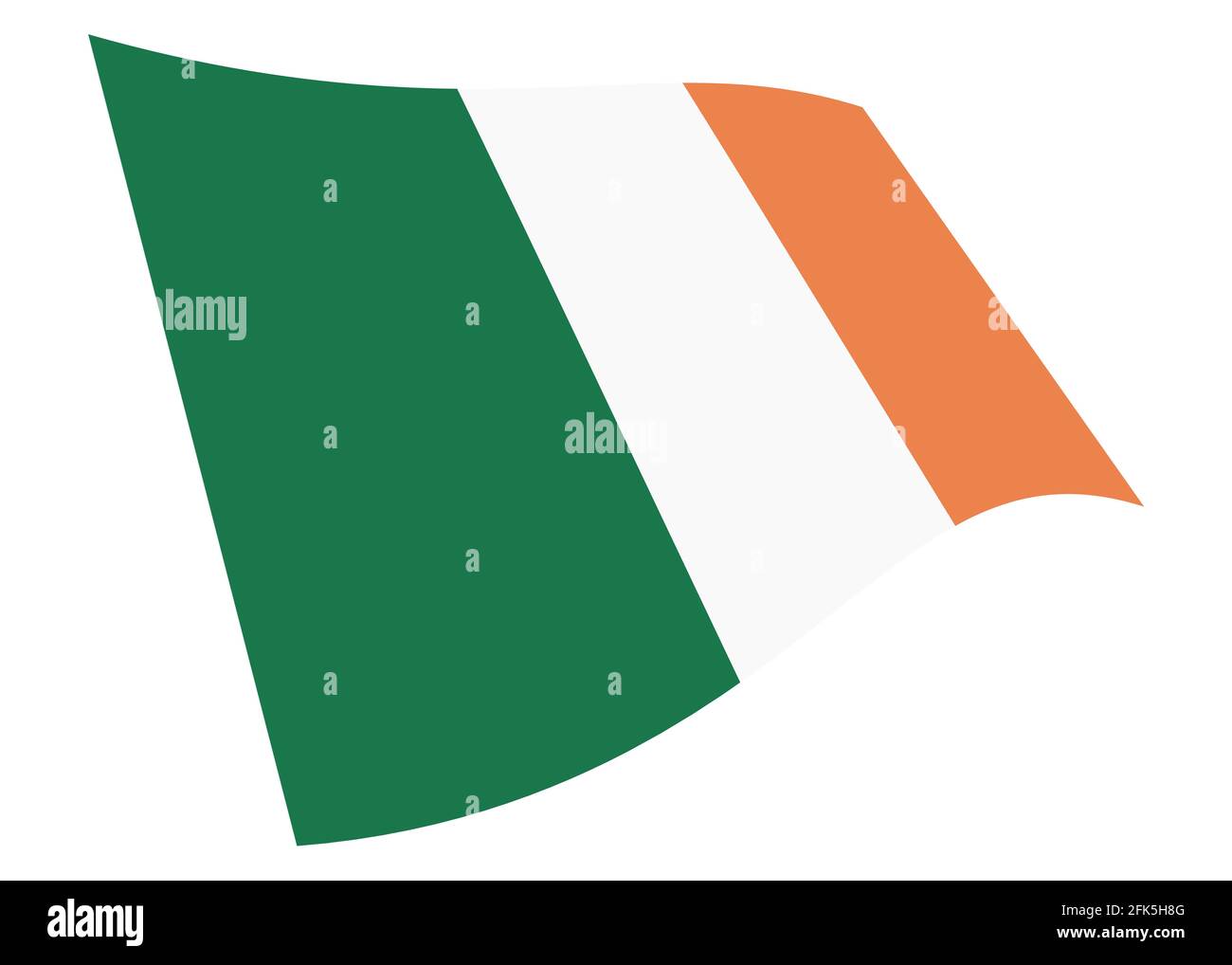 Irlande drapeau de l'ondulation 3D illustration isolée sur blanc avec la coupure chemin Banque D'Images
