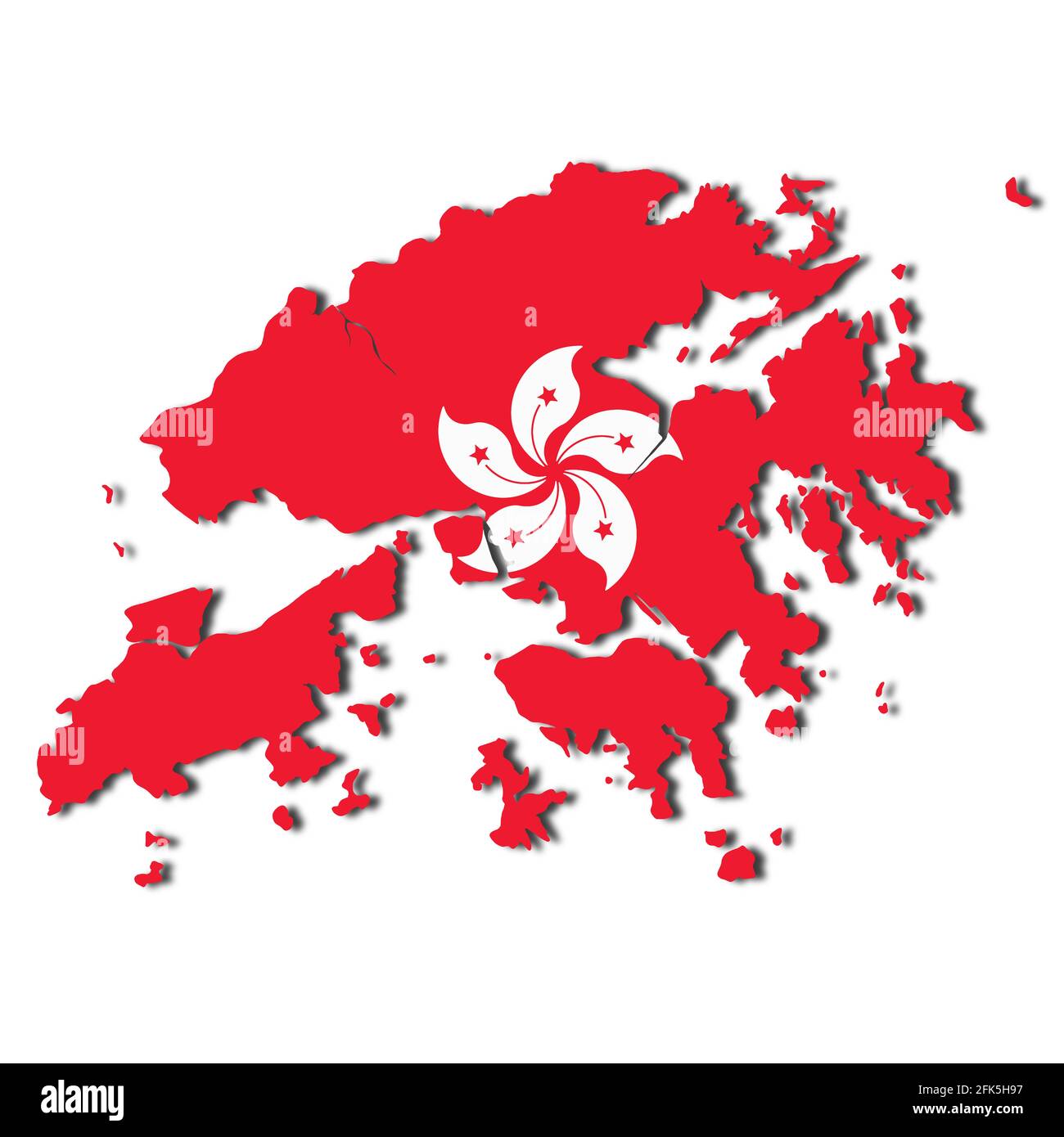 Carte de Hong Kong sur fond blanc avec chemin d'écrêtage vers supprimer l'illustration 3d d'ombre Banque D'Images