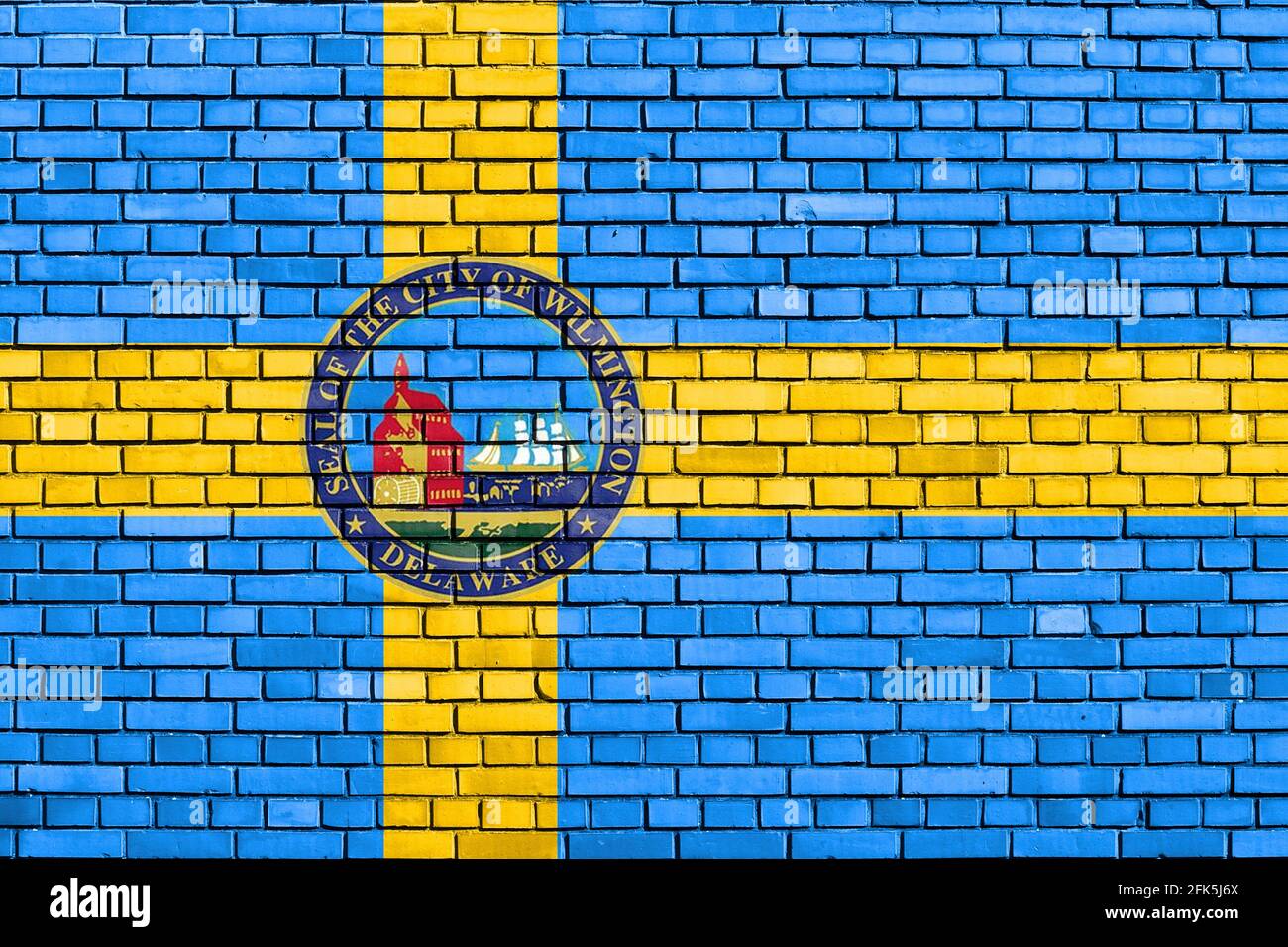 Drapeau de Wilmington, Delaware peint sur un mur de briques Banque D'Images