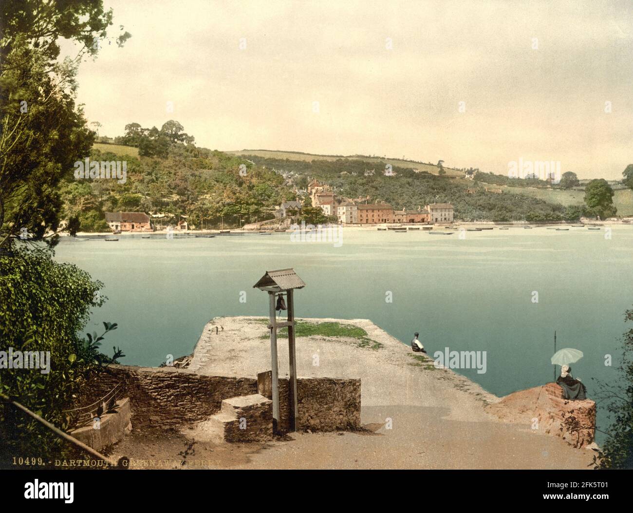 Le Greenaway Ferry au-dessus de la rivière Dart dans Devon vers 1890-1900 Banque D'Images