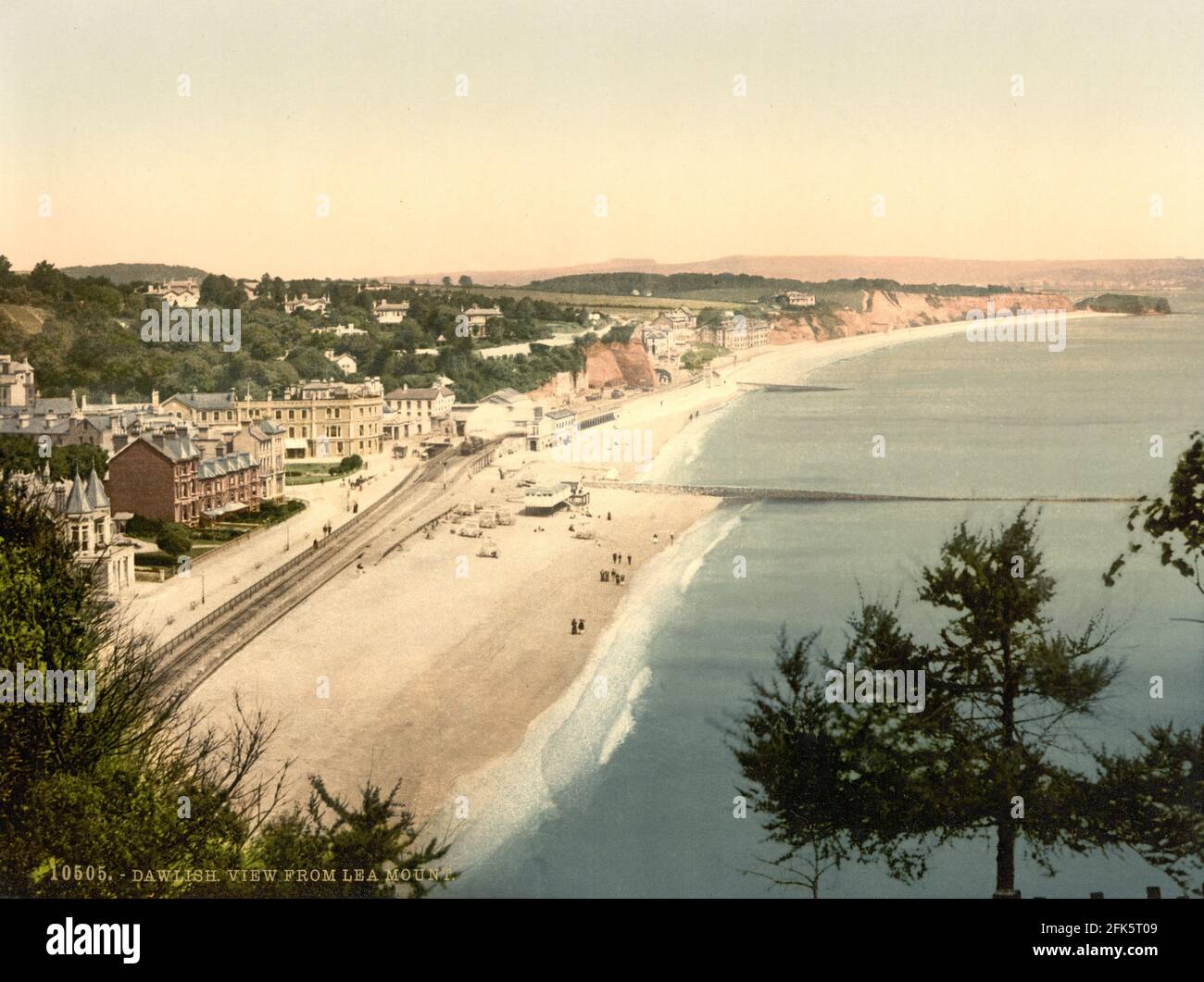 Plage de Dawlish à Devon, vue depuis Lea Mount vers 1890-1900 Banque D'Images