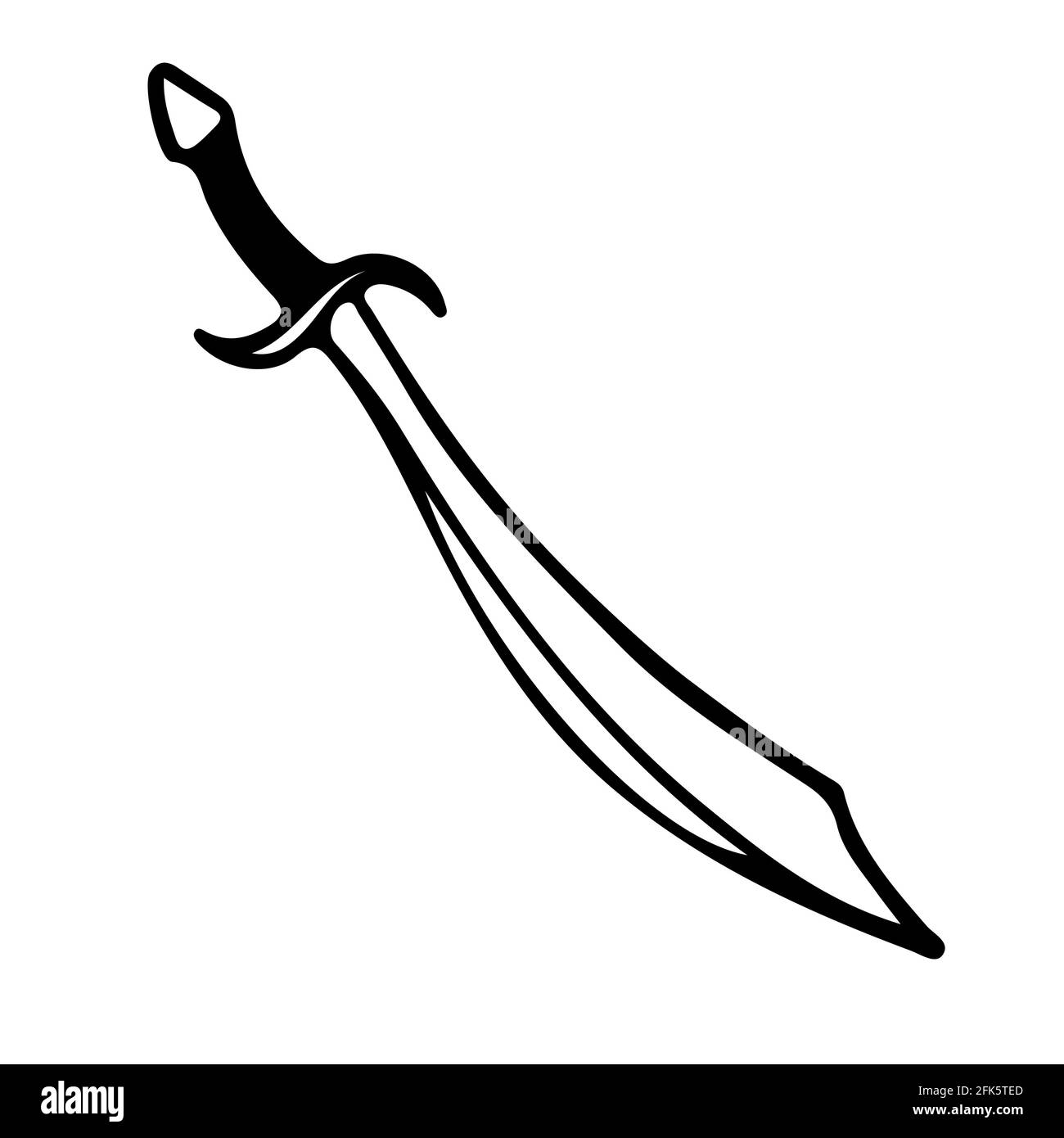 Schimitar griffant et épée de coupe dans le style doodle isolé Illustration de Vecteur