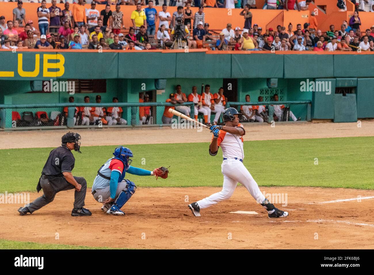Série nationale de baseball cubaine. Jeu entre Villa Clara et Ciego de Avila le 11 juin 2016 à Santa Clara, Cuba Banque D'Images