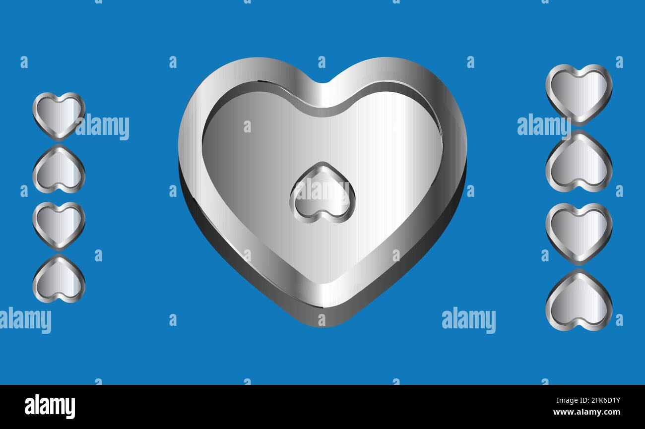 Différentes formes de coeur sur un arrière-plan bleu abstrait Illustration de Vecteur