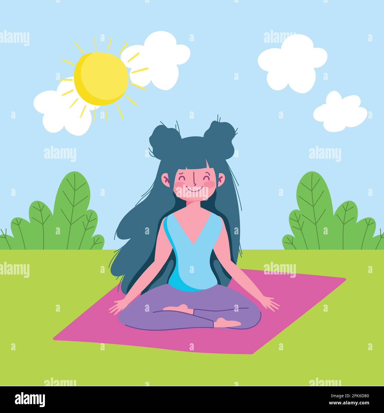 fille pratiquant le yoga dans le parc Illustration de Vecteur