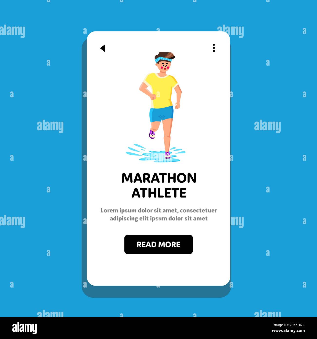 Marathon athlète Jeune Homme courir dans Rainy Day Vector Illustration de Vecteur