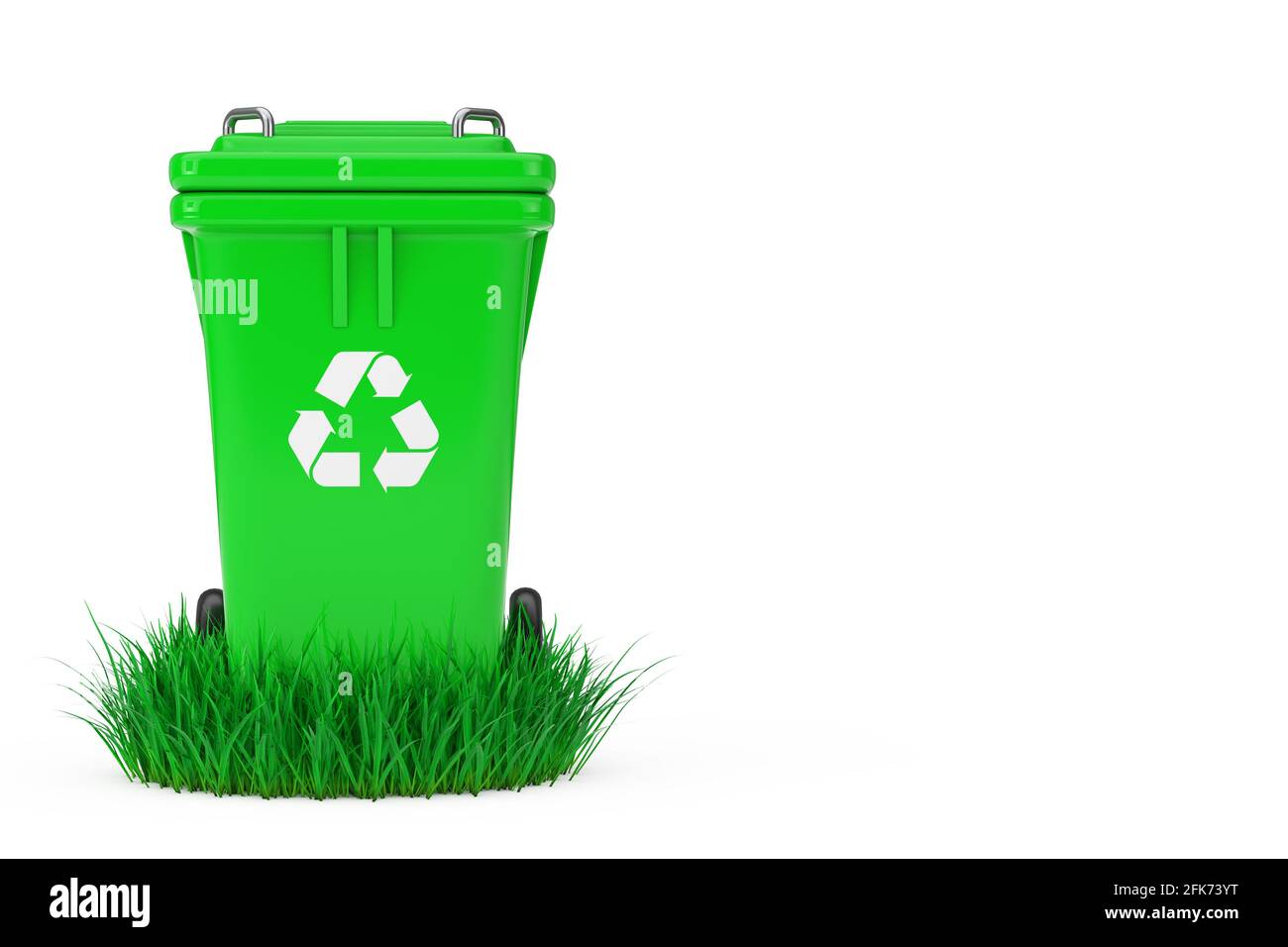 Affiche de recyclage poubelle verte en herbe verte sur fond blanc. Rendu 3d  Photo Stock - Alamy